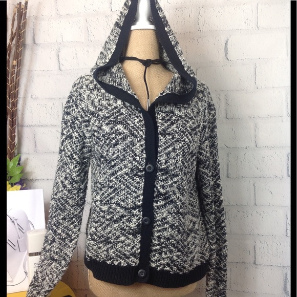 ⬇️HOODED OPEN KNIT CARDIGAN - Picture 1 of 5
